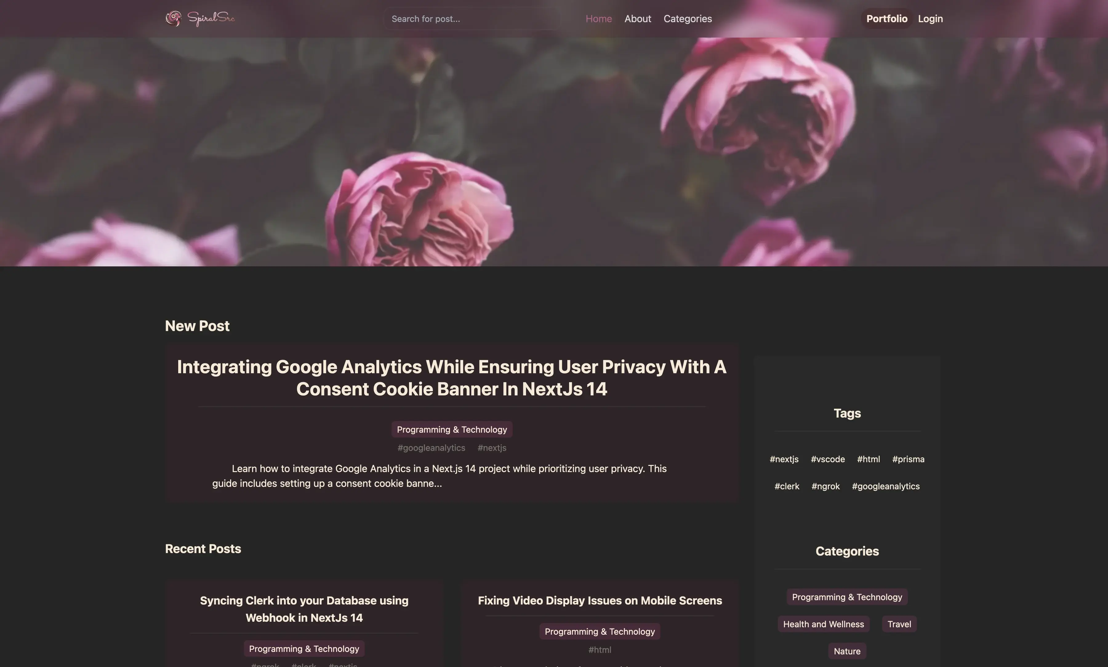 SpiralSrc Blog - Personal blog website with admin dashboard